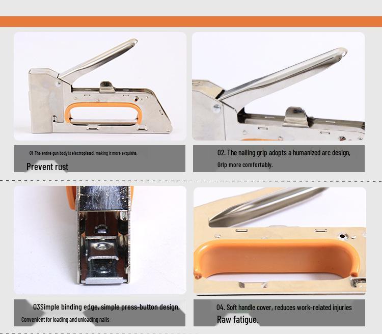 Manual U-Type Nail Martin Gun for Canvas and Advertising, Model 1008F 