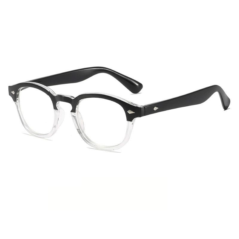 Fashion Round Small Frame Rivet Computer Glasses Classic Tortoiseshell Pattern Men Women Anti Blue Light Ultra Light Vintage Clear Lens Eyewear