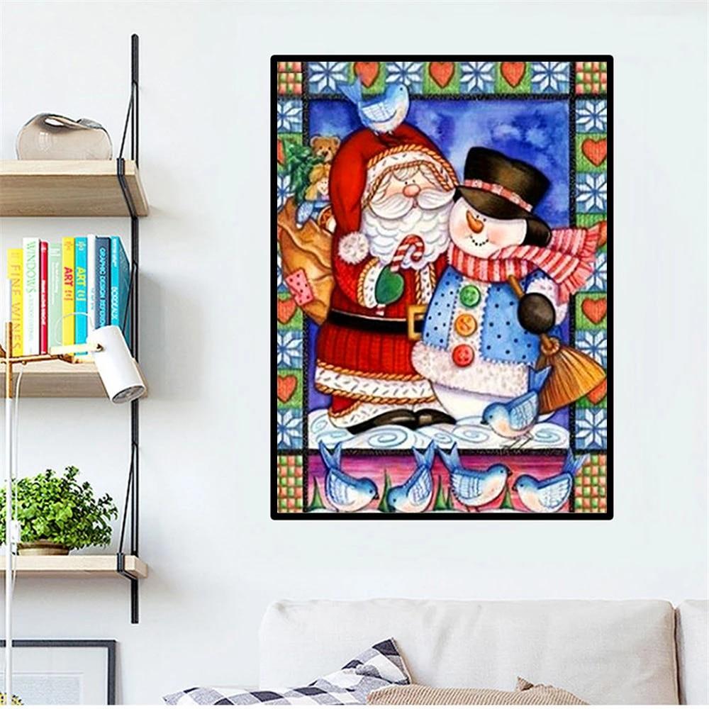 5D Diamond Embroidery Christmas Santa Claus Snowman Cross Stitch Diamond Painting Landscape Handicraft Decor For Home