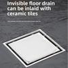 Anti-Odor Floor Drain Cover Recessed Shower Filter Invisible Drainage Covers  Bathroom Drains