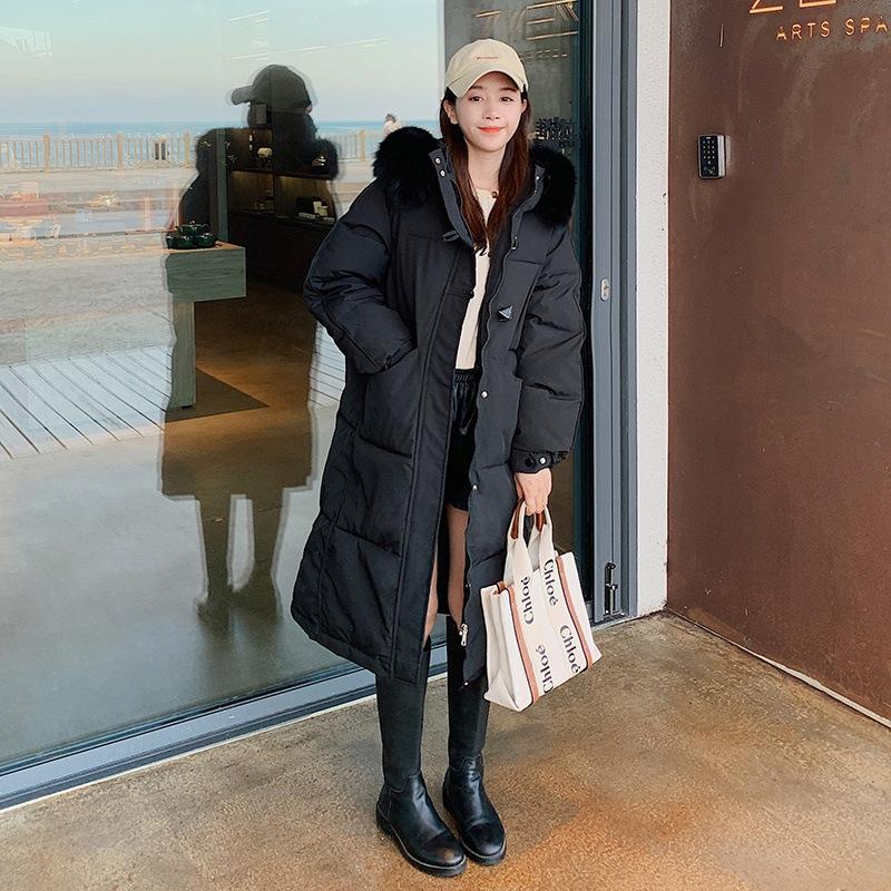 Red Down Cotton Jacket Women's Winter Mid To Long Loose and Thick Jacket