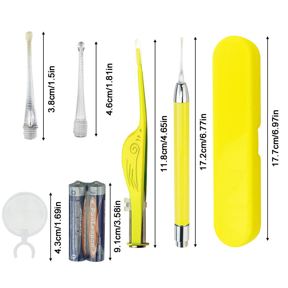 Baby Ear Cleaner Spoon Ear Digger & Tweezers LED Flash Light Visual Children Earpick Visual Children Earpick Ear Cleaning Kit