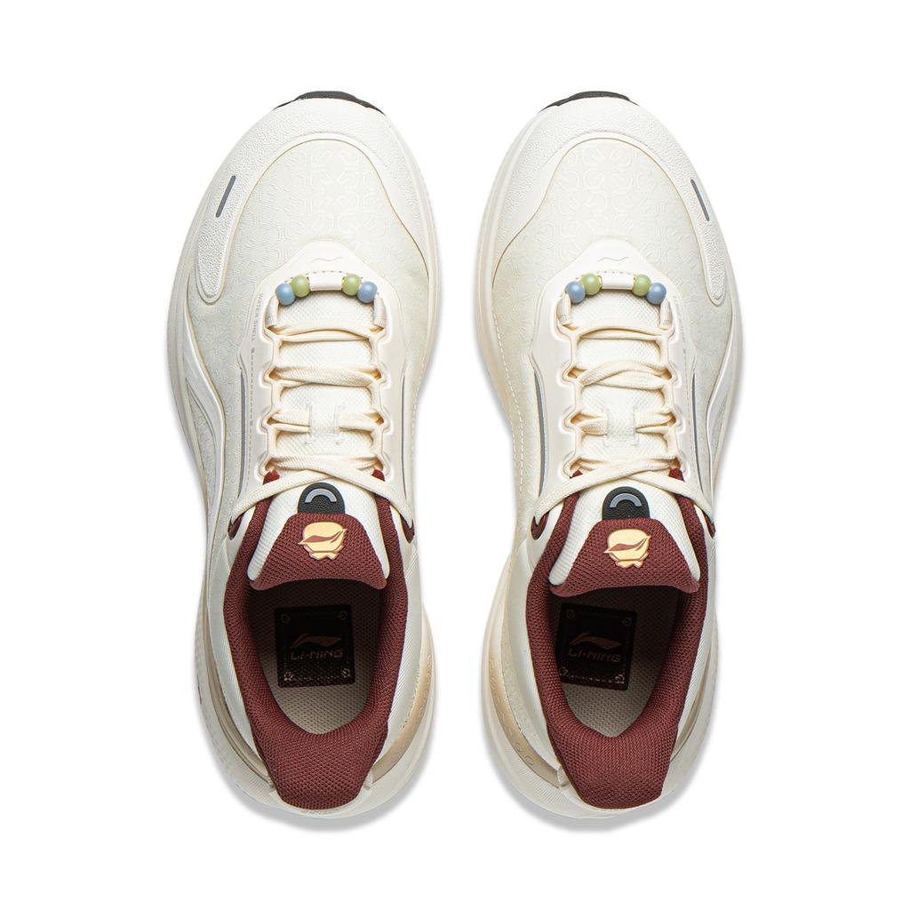 Li Ning SOFT PLUS 2 Cushioning Slip Resistant Abrasion Resistant Height Increasing Low Top Casual Shoes Women's Ecru AGLW014-1