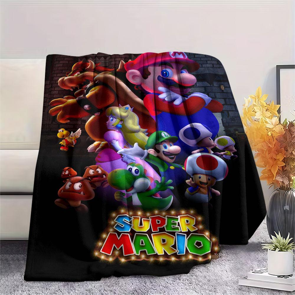 Super Mario Cartoon printing Flannel Blanket Bedroom Sofa Camping Warm blanket Gifts for family and friends-MJ017