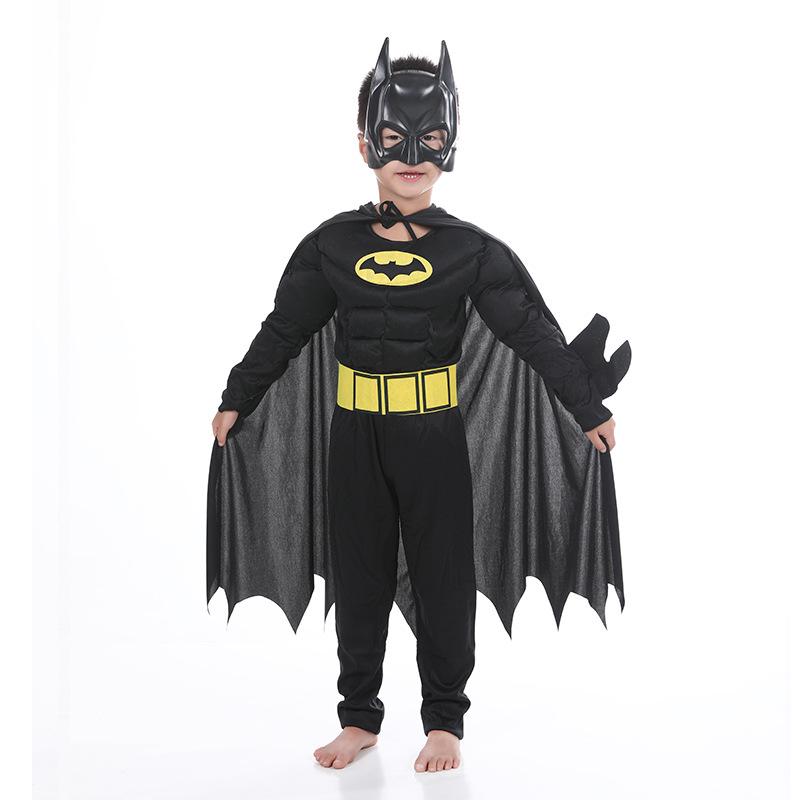 Kids' Batman Vampire Muscle Costume for Halloween Parties - Luminous Black Bat Design for Stage Performances