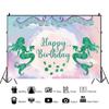 Mermaid Happy Birthday Backdrop Banner Background Kids Vinyl Decoration