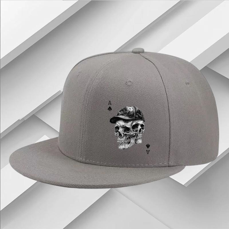 Double Skull With Cap Baseball Cap Streetwear Snapback Hat Unisex Casual Adjustable Polyester