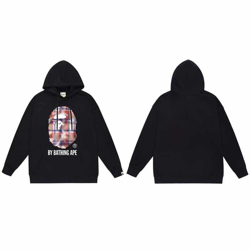 Mens Oversized Hooded Sweatshirt With Ape Head Print Heavyweight Cotton Long Sleeve Pullover Daily Wear