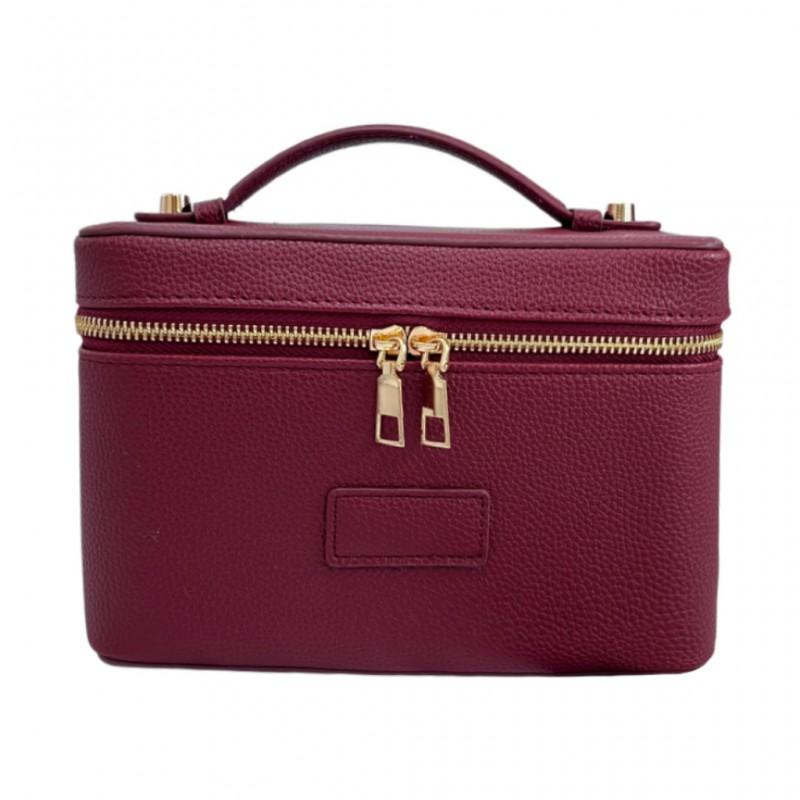 PU Makeup Bag Women Waterproof Durable Storage Organizer With Stitched Seam Square Design