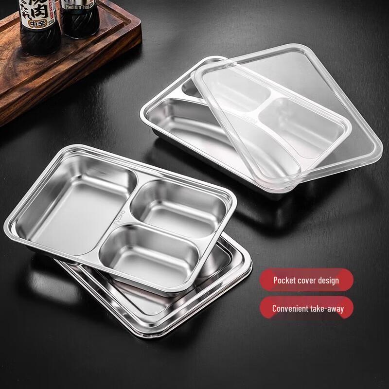 Thickened 304 Stainless Steel Partitioned Lunch Tray