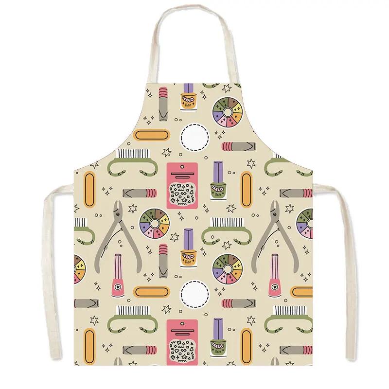 

Nail Polish Print Aprons for Nail Salon Studio Women Pinafore Manicure Household Cleaning Clothing Chef Kitchen Cooking Aprons 38X47cm