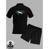 Short Sleeve T-Shirt 2 Piece Set Men's Casual Elastic Waist Shorts Lounge Daily Wear