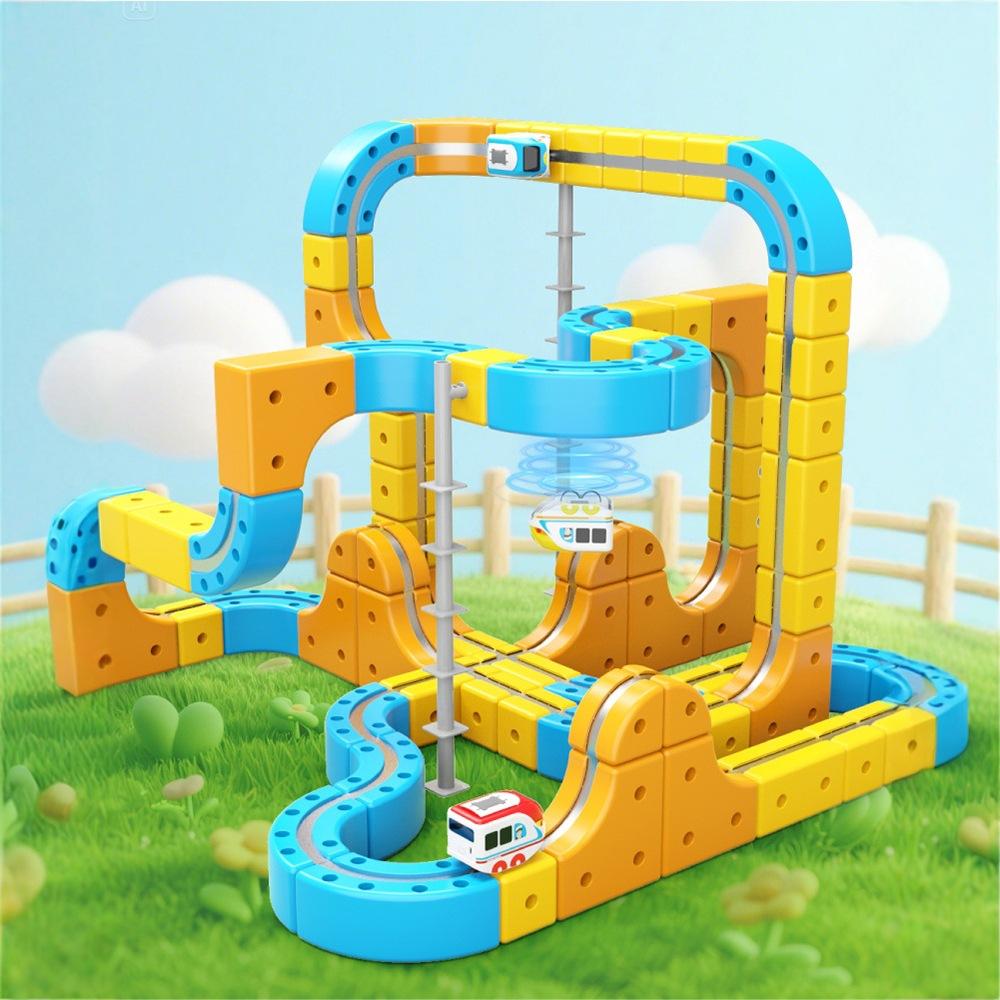 Diy Magic Transforming Magnetic Cube Track Building Blocks Electric Anti-Gravity Train Model Toy Vehicle Track Set