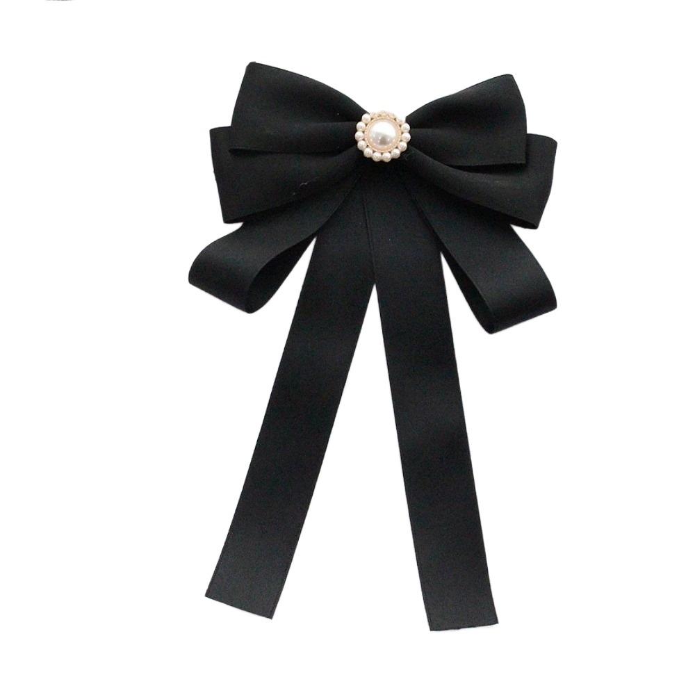 Back Pin Memorial Black Ribbon Brooch DIY Badge Accessories Rhinestones Bowknot Brooches Queen Mother Black Bow Ties