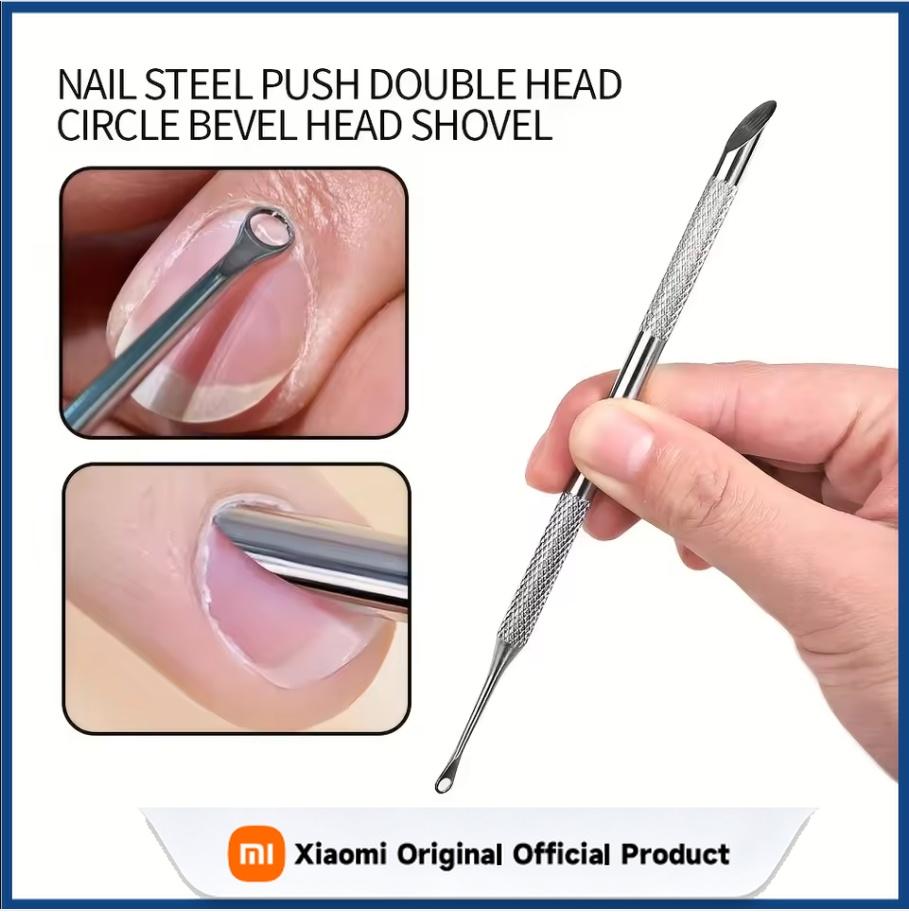 Xiaomi Double-Headed Stainless Steel Cuticle Remover Nail Pusher Exfoliation Prep Tool Bevel Shovel Manicure Pen Nail Art Tools