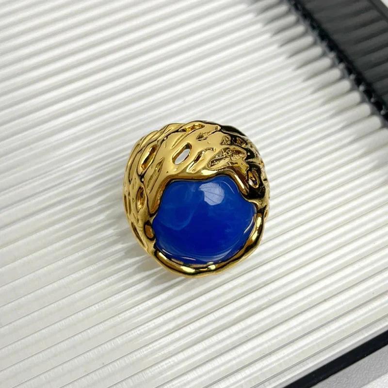 Huajie Geometric Embedded Colored Resin Opening Rings for Women Light Luxury Elegant Banquet New Ring  Trend