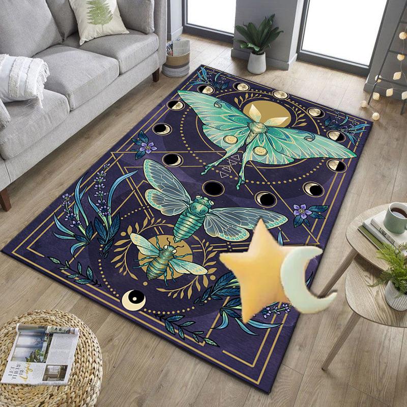 Gothic Moth And Skulls Office Rug Chair Mat, Entryway Carpet, Suitable for Front Door, Bedroom, Living Room, Desk, Holiday Gift