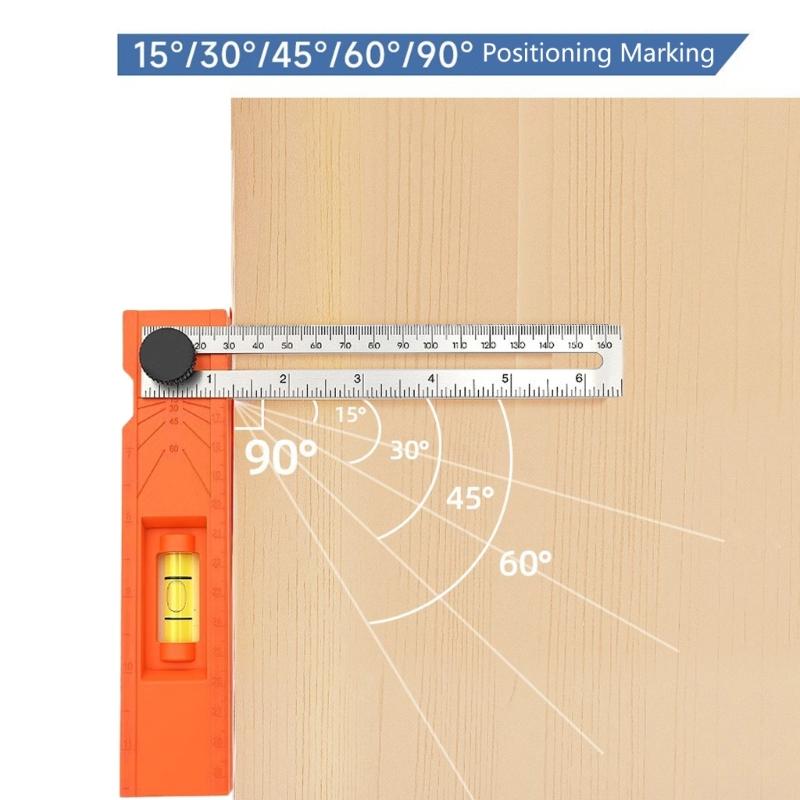 Multifunctional Foldable Angled Ruler Adjustable Positioning Scribing Protractor Marking Depth Measurement Tool Woodwork