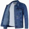 Mens Loose Turn Down Collar Washed Denim Work Casual Jacket Outerwear