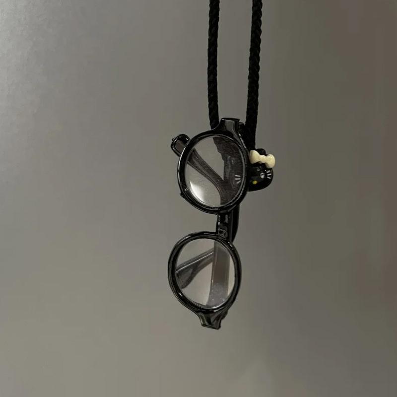 Wax rope acrylic KT hairy eye pendant removable necklace Korean version cute collarbone chain niche personalized necklace women