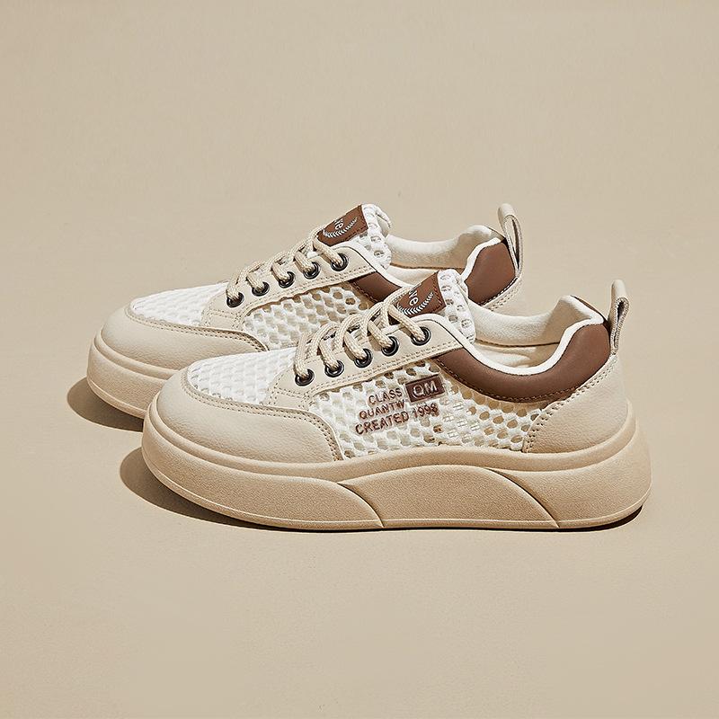 

Летние сетчатые белые туфли, новый стиль для студенток, дышащая обувь, увеличивающая рост, повседневная обувь 35