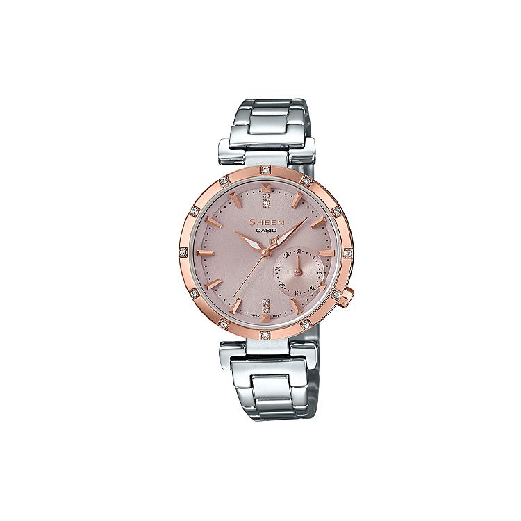 CASIO Women s SHEEN Pink Watch SHE-4051SG-4AUDF Silver Honey Gold Dial