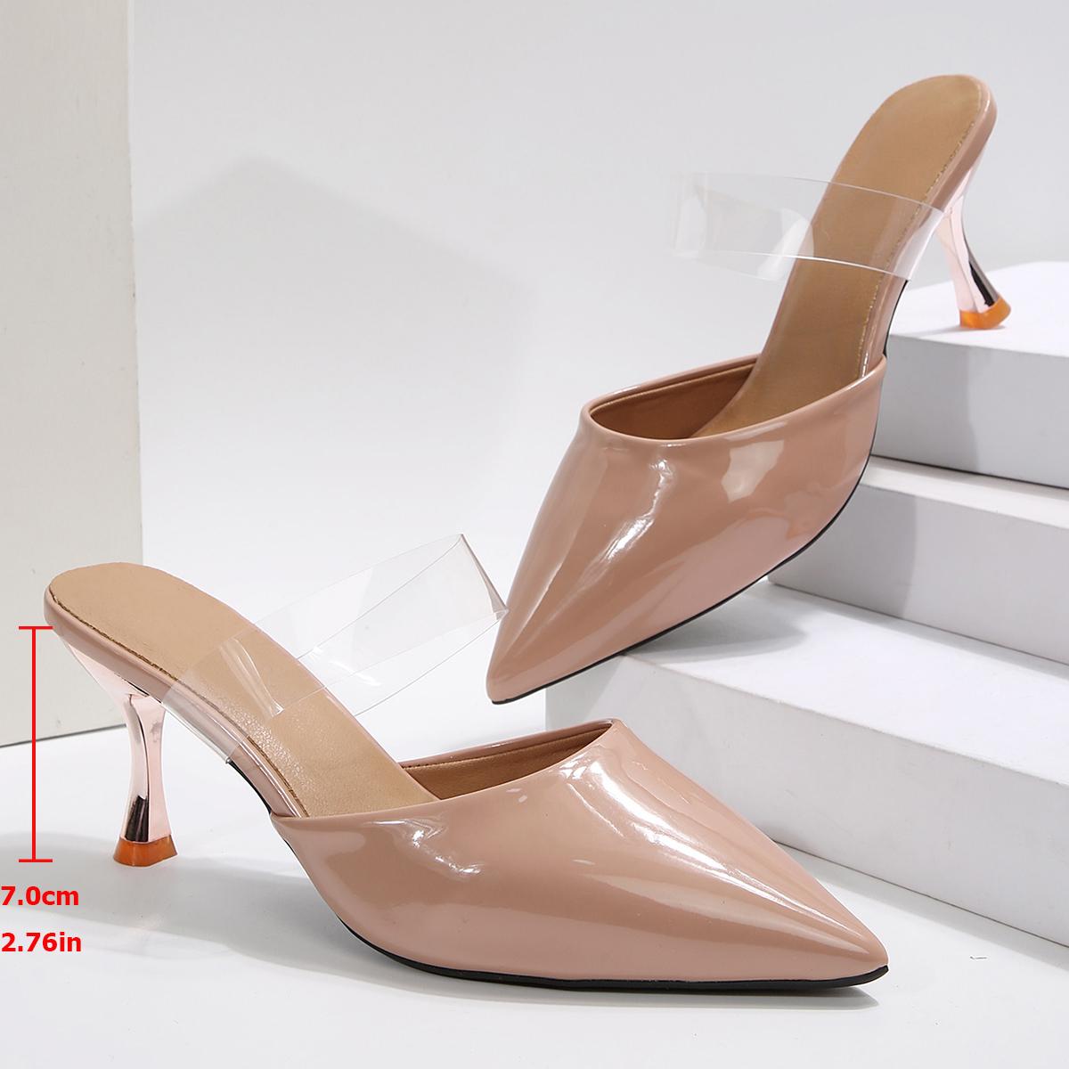 

Модные женские шлепанцы с острым носком, босоножки на высоком каблуке, дизайнерская ПВХ обувь, туфли-лодочки 2025, модные праздничные шлепанцы, роскошная женская обувь для ходьбы 35 розовый