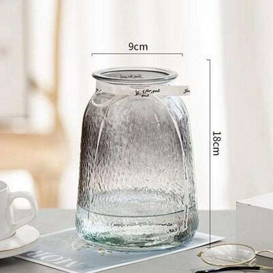 Nordic Glacier Glass Vase for Fresh Flowers, Large Transparent Hydroponic Flower Arrangement Decor for Living Room.
