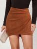European and American Women's Faux Suede Mid-Waist Short Skirt - Wrinkled, Versatile for Spring and Autumn