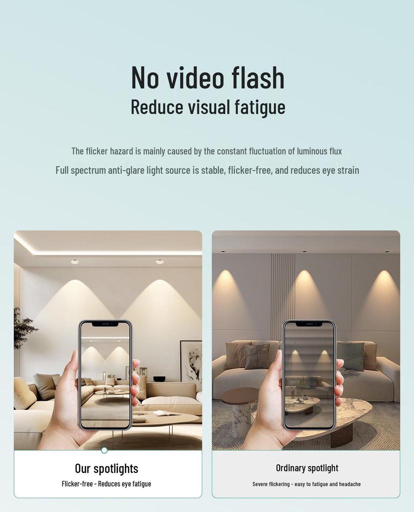 High CRI Frameless Anti-Glare COB Spotlight for Home & Hotel