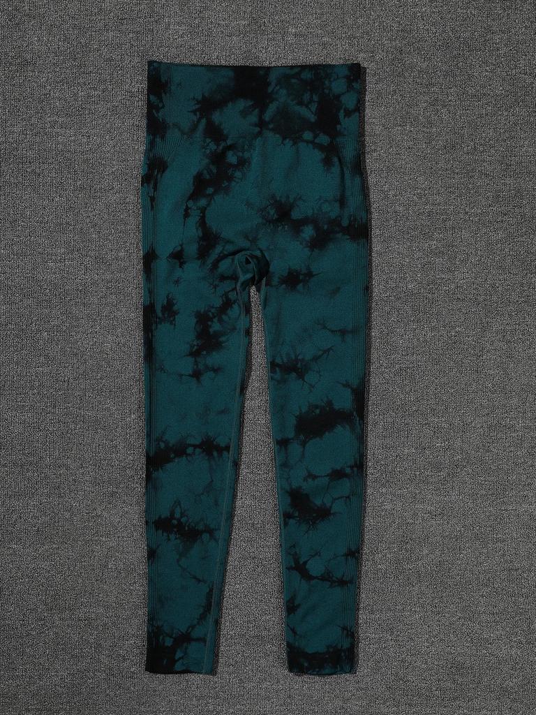 Women's High-Waist Tie-Dye Yoga Pants - European & American Style, Peach Hip-Lifting, Outerwear Fit