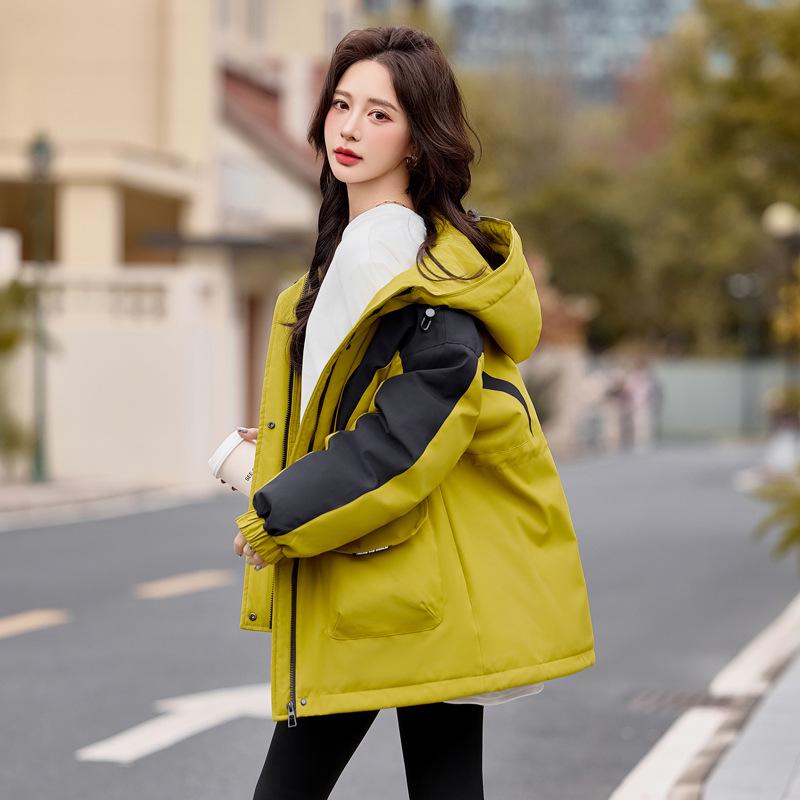 

Women s 2024 Color Block Hooded Down Parka XXL (145-155 jin) чёрный