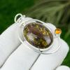Oval Natural Fruit Jasper Citrine Bezel Engagement Unique New Pendant 925 Silver