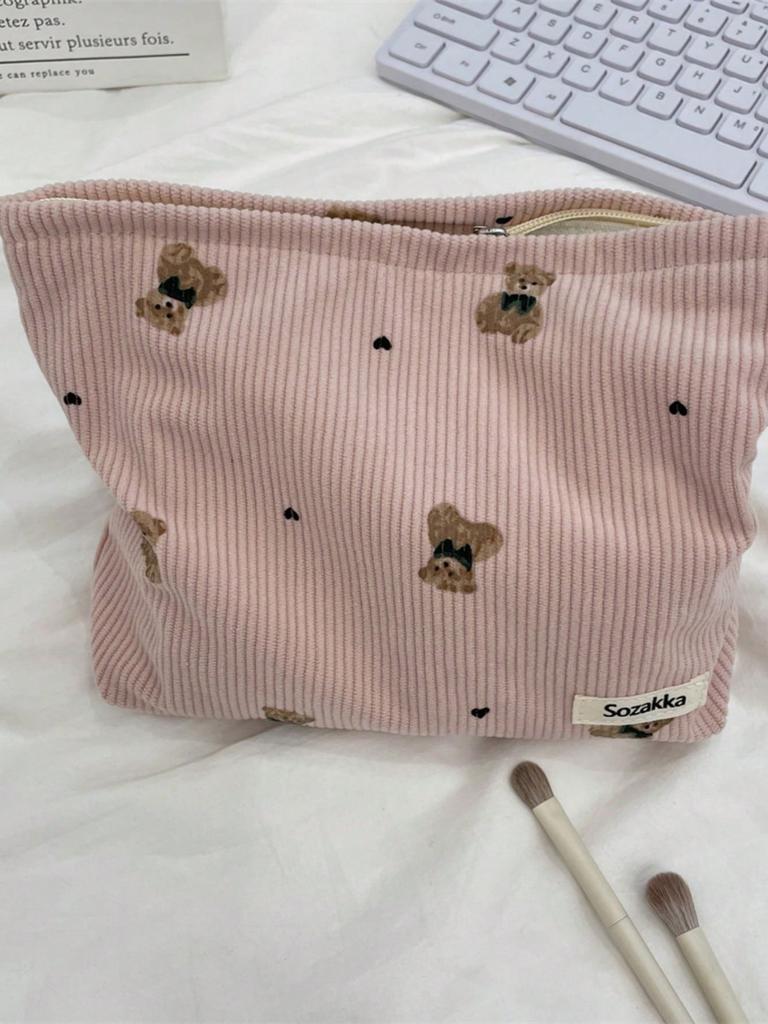Cute Little Bear Makeup Bag Large Capacity Multi functional Makeup Bag Lipstick Makeup Brush Makeup Storage Makeup Bag