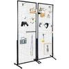 2' x 5,6' Grid Wandpanelen Toren, 2 Pakken Draad Gridwall Displayrekken met T-Voet Vrijstaand, Dubbelzijdige Gridwall Panelen voor Kunst Ambacht Beurzen,
