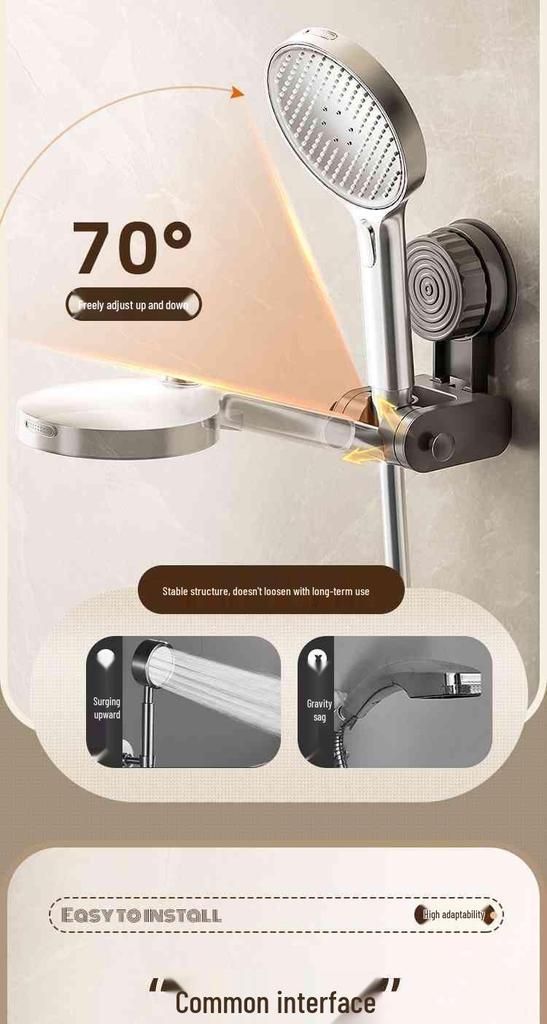 Adjustable No-Drill Suction Cup Shower Head Holder 