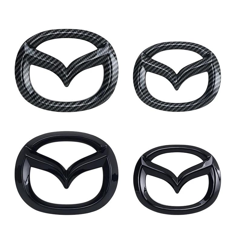 Car Front Grille Badge Trunk Emblem For Mazda 3 Axela Atenza 17-20 Carbon fiber Head Rear Body Decal Accessories FF29