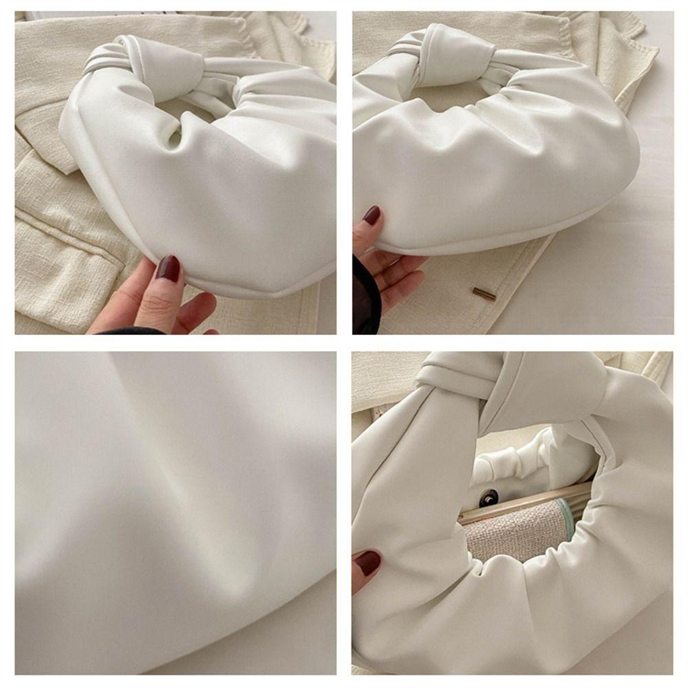 Casual PU Leather Shoulder Bags Large Capacity Solid Color Totes Lightweight Underarm Bags for Women Girls