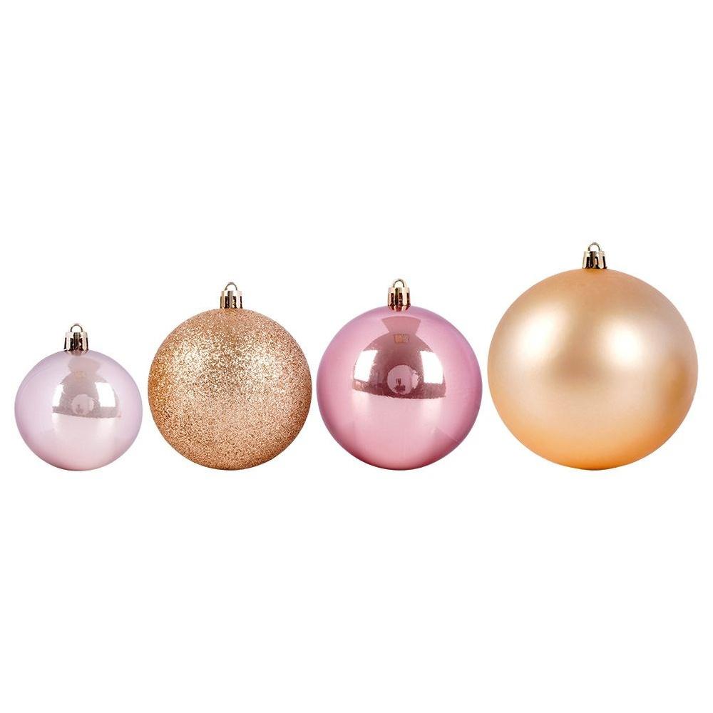 26x Weihnachtsbaumkugeln Weihnachten Bruchfest Gold Rosa Set Kugeln