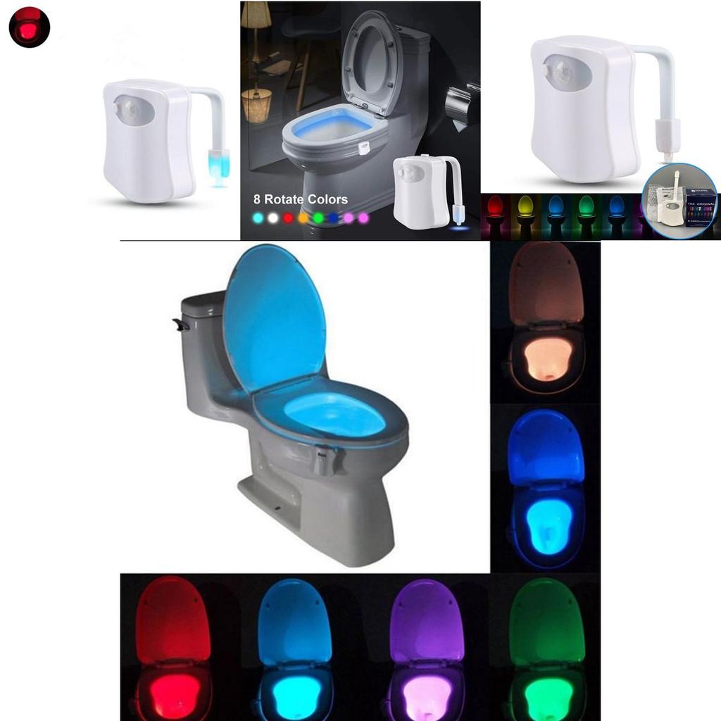 Modern Minimalist Toilet Night Light With 8 Color Led Sensor For Bathroom Ambiance