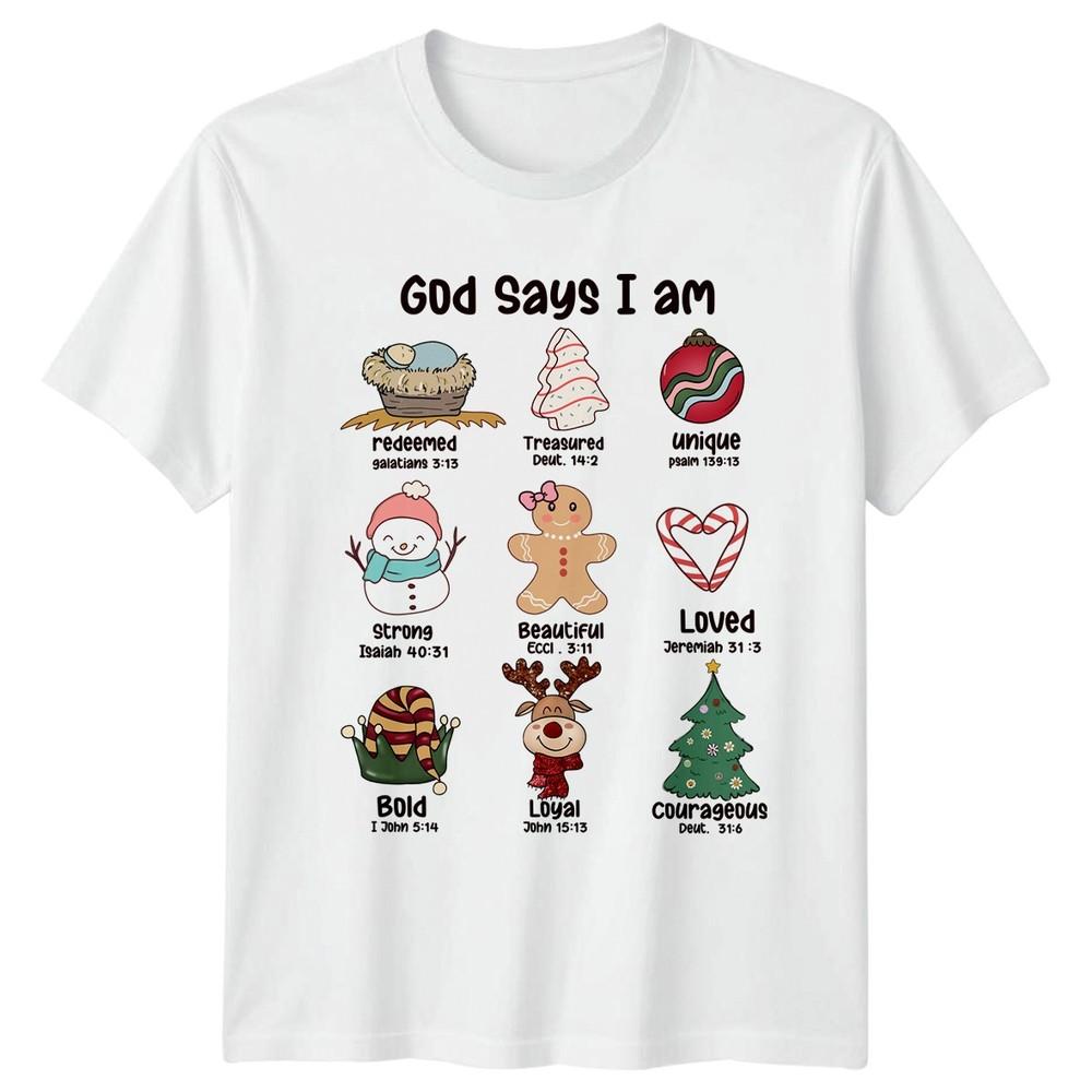 God Says I Am Christmas Affirmations Unisex Unisex Graphic Tee Holiday Shirt S