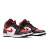 Air Jordan 1 Mid 'Bred Toe' (Unisex) Black / White / Fire Red Vintage Basketball Shoes 554724 079