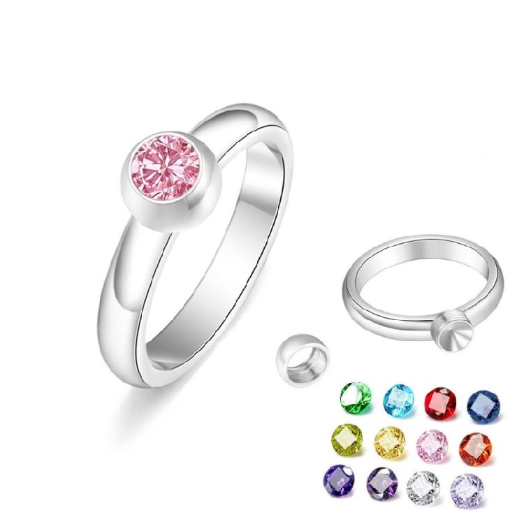 Simple Birthstone Ring Stackable Finger Rings Jewelry Romantic Gift for Women