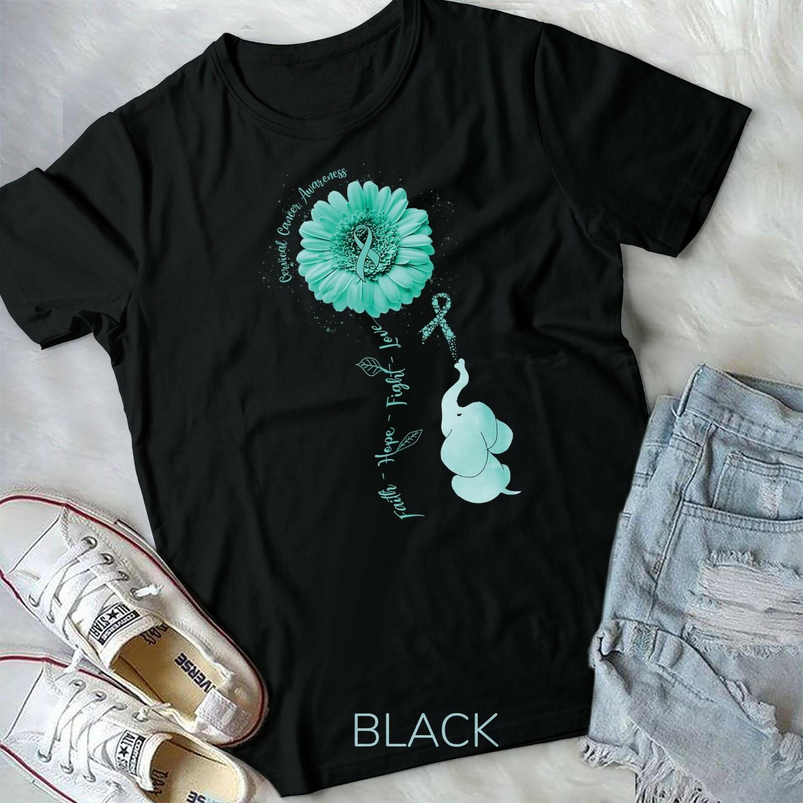 Elephant Faith Hope Fight Love Cervical Cancer Awareness Unisex Youth T-shirt XXXXL