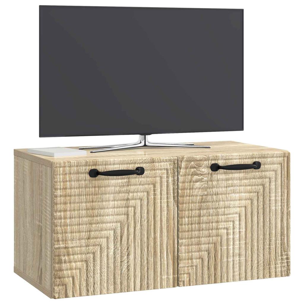 Wall Mounted TV Cabinet In Sonoma Oak 59.5 X 31 X 30 Cm
