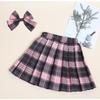 Gonna JK a quadri estiva per ragazze, gonna a metà lunghezza, vita alta, taglia media, gonna corta versatile e alla moda per bambini