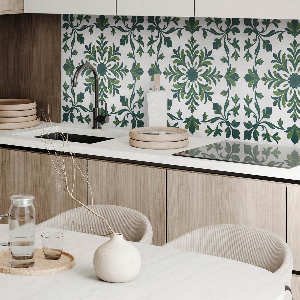 Self-Adhesive Wall Decor for the Living Room 120x60 cm Plant Pattern with Ornaments