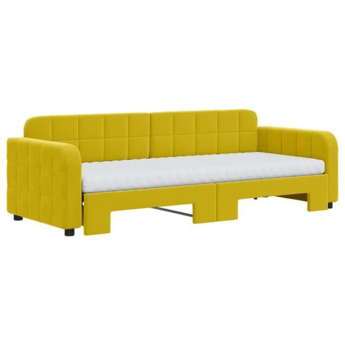 VidaXL Lit de jour avec lit gigogne et matelas jaune 80x200 cm velours 3196951