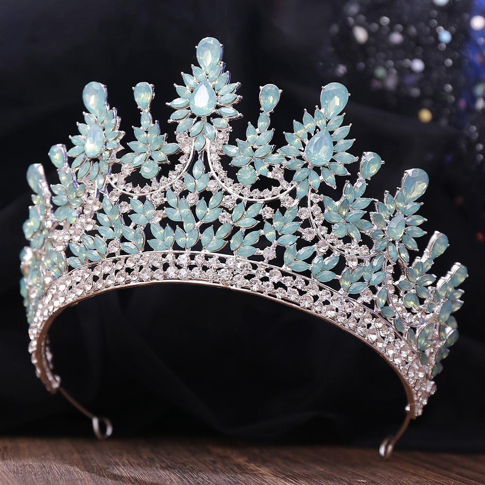 Bridal Rhinestone Tiara with Red Crystal Baroque Luxury Wedding Festival Crown
