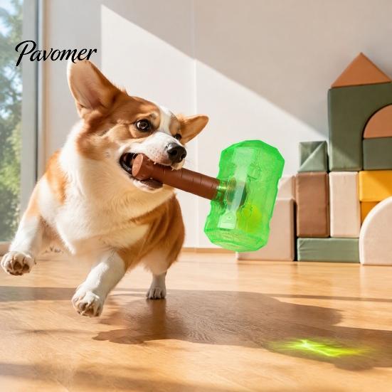 Rubber Hammer Chew Toys for Aggressive Chewers 2Pcs Squeaky Dog with Tennis Ball Inside, Interactive Fetch Toys, Unique Shaped Toy Medium Large